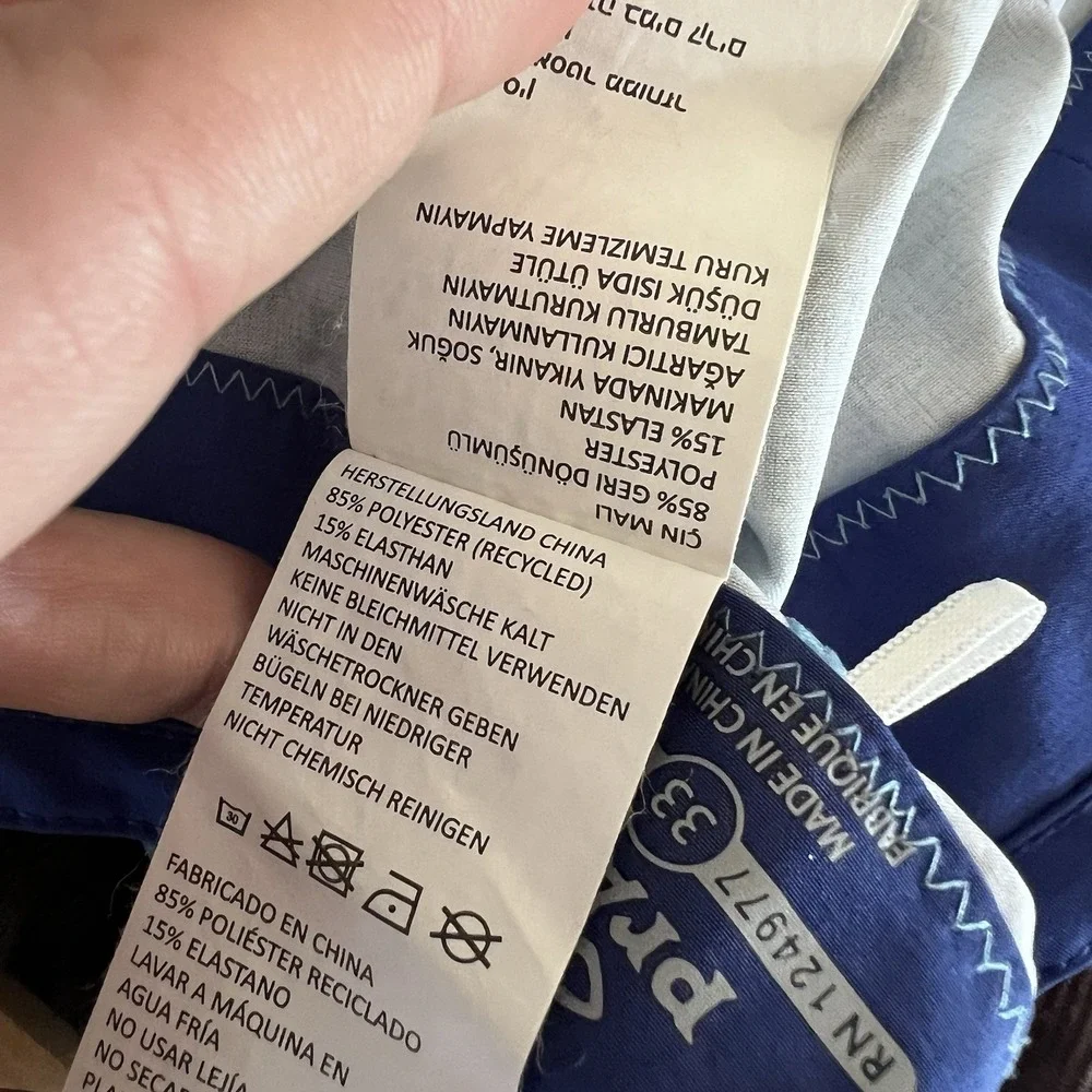 Prana Catalyst Board Shorts Men 33 Blue 4-Way Stretch Side Stash Pocket UPF 50+